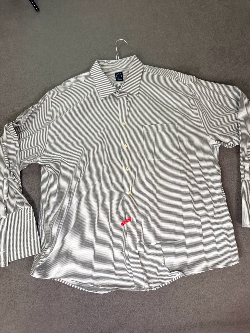Joseph & Feiss White Dress Shirt with Thin Gray Stripes/ French Cuffs- 19 34/35
